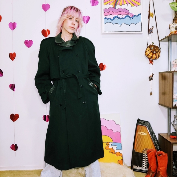 Vintage 80s Wool Jacket - Dark Green - Picture 11 of 16